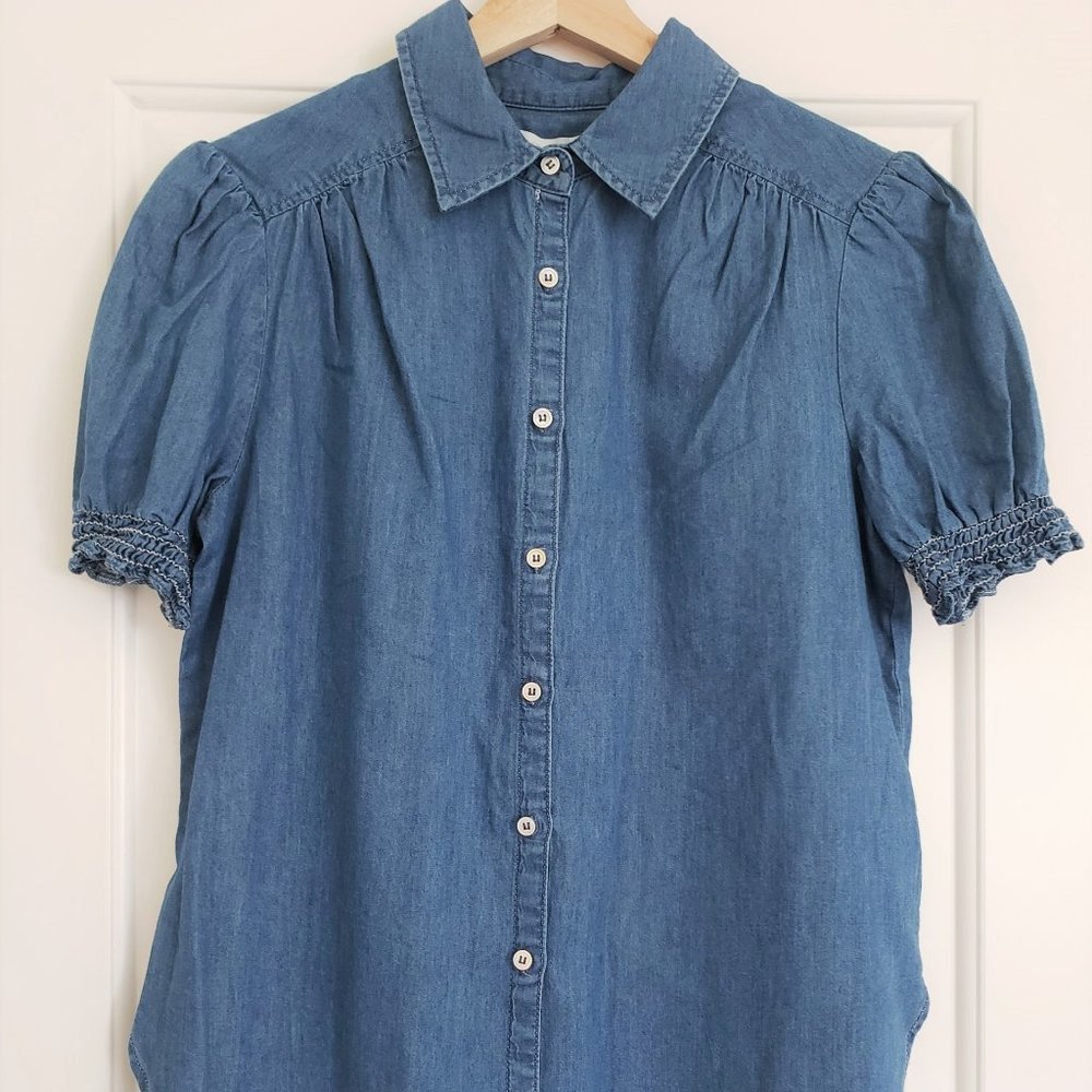 Chelsea & Violet Short-Sleeve Denim Blouse